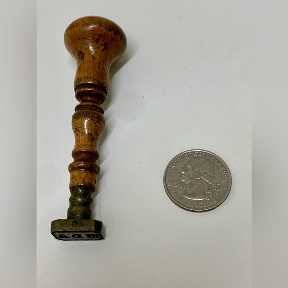 19th Century Antique Wooden Handle Metal Wax Seal Manual Press - Picture 12 of 16